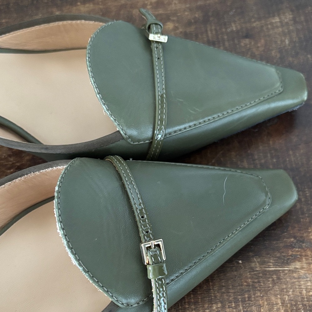 Reformation Sage Green Pointed Mules - Picture 3 of 6